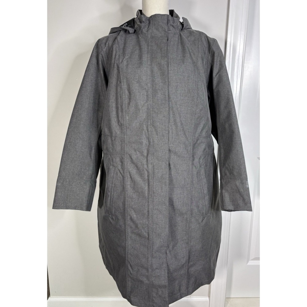 EDDIE BAUER Girl on the Go INSULATED HOODED TRENCH RAIN COAT JACKET GRAY 2X